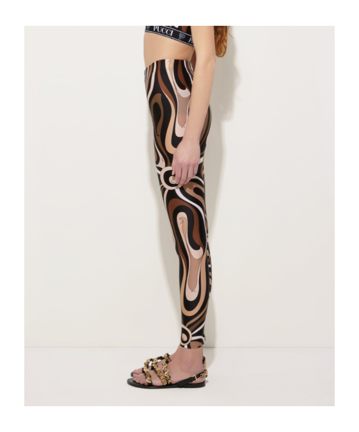 Pucci High-waisted Stretch Fit Ankle Length Leggings In Brown