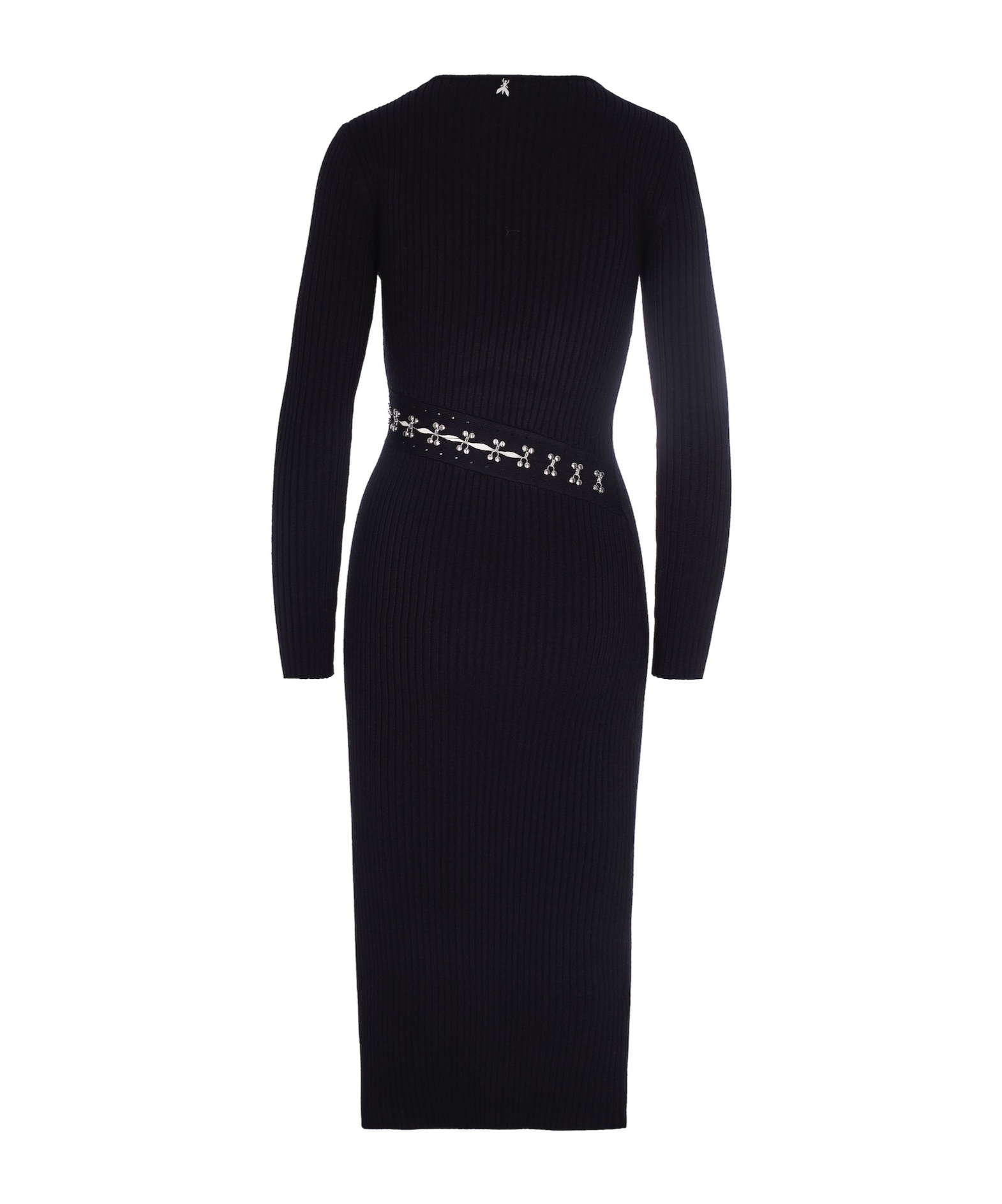 Patrizia Pepe Abito Midi Glam Rock In Maglia Nero In Black