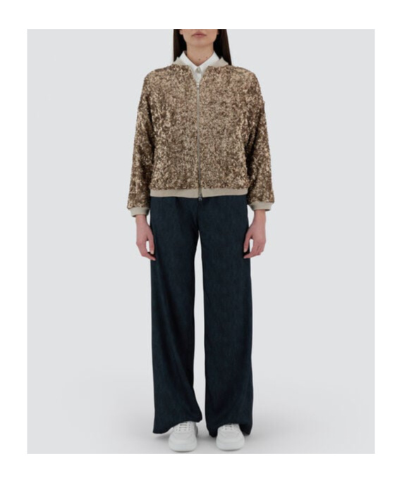 HERNO SEQUINED ZIP-UP BOMBER JACKET
