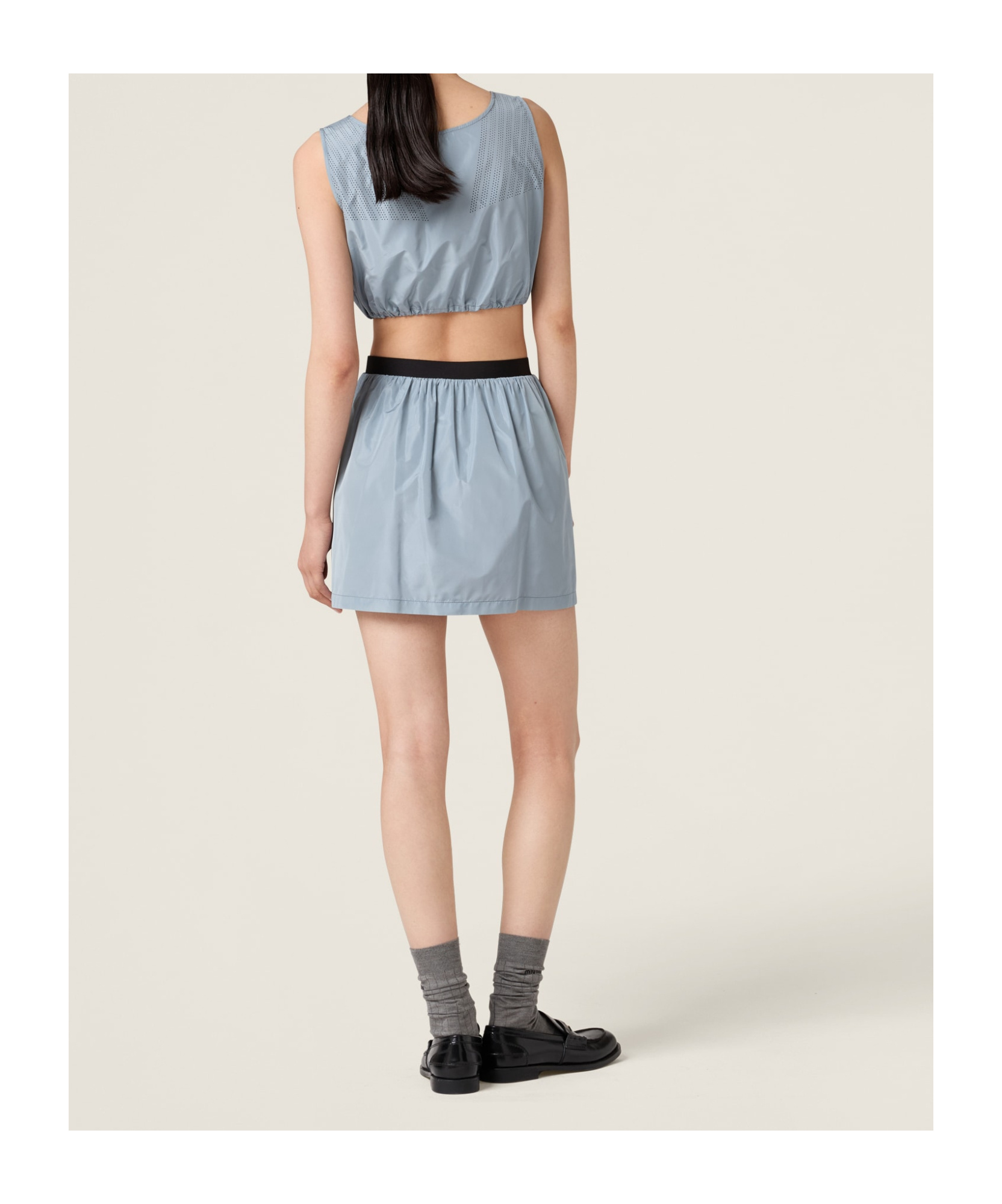 Miu Miu Logo-print Crop Top In Gray