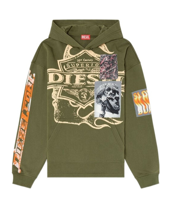 Diesel S-baxt Hoodie In Green