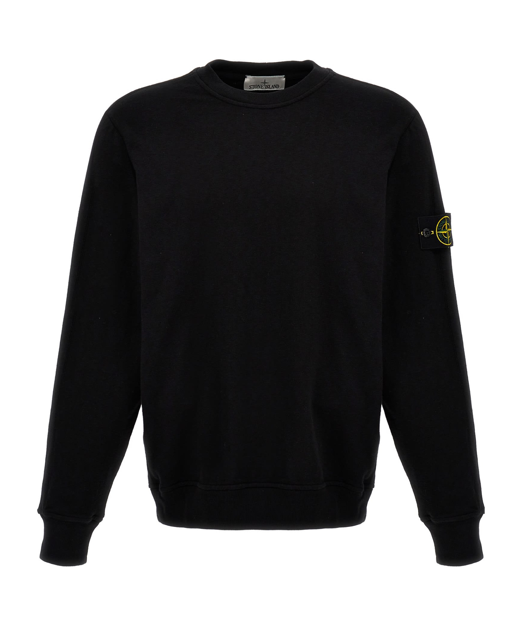 Shop Stone Island Compass-badge Cotton Sweatshirt In Black