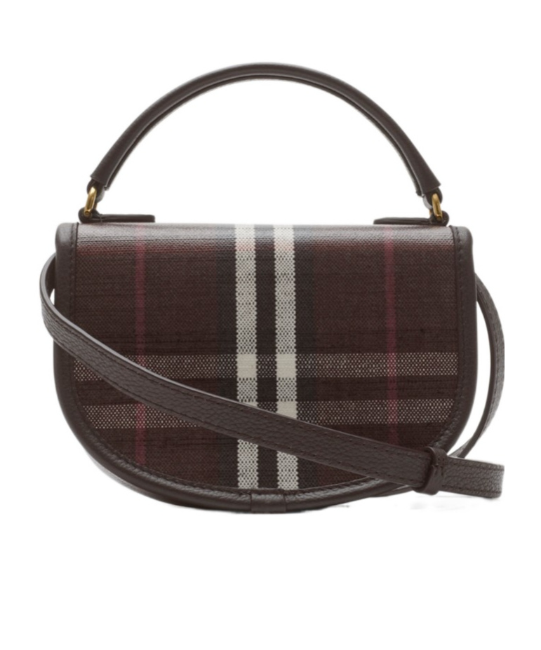 Burberry Womens Mahogany Highlands Check Cotton-blend Cross-body Bag In Brown