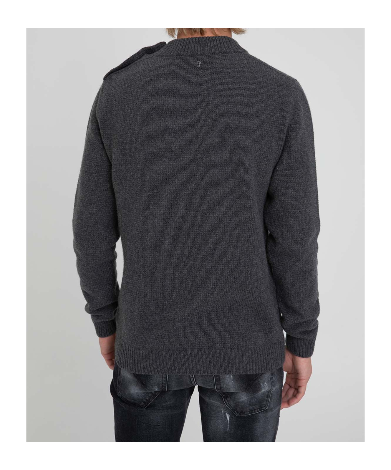 Dondup Stand Collar Wool Knitted Sweater In Black