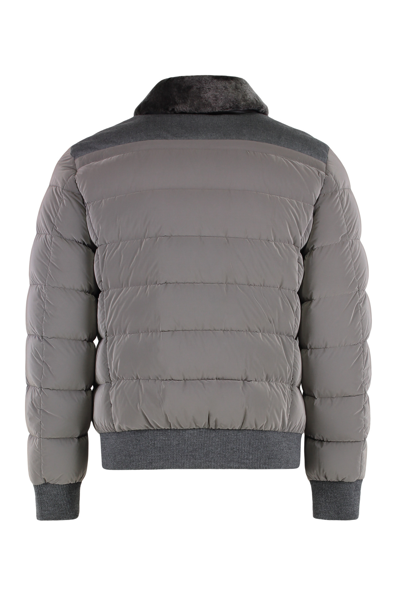 Moorer Zip And Snap Button Fastening Down Jacket In Gray