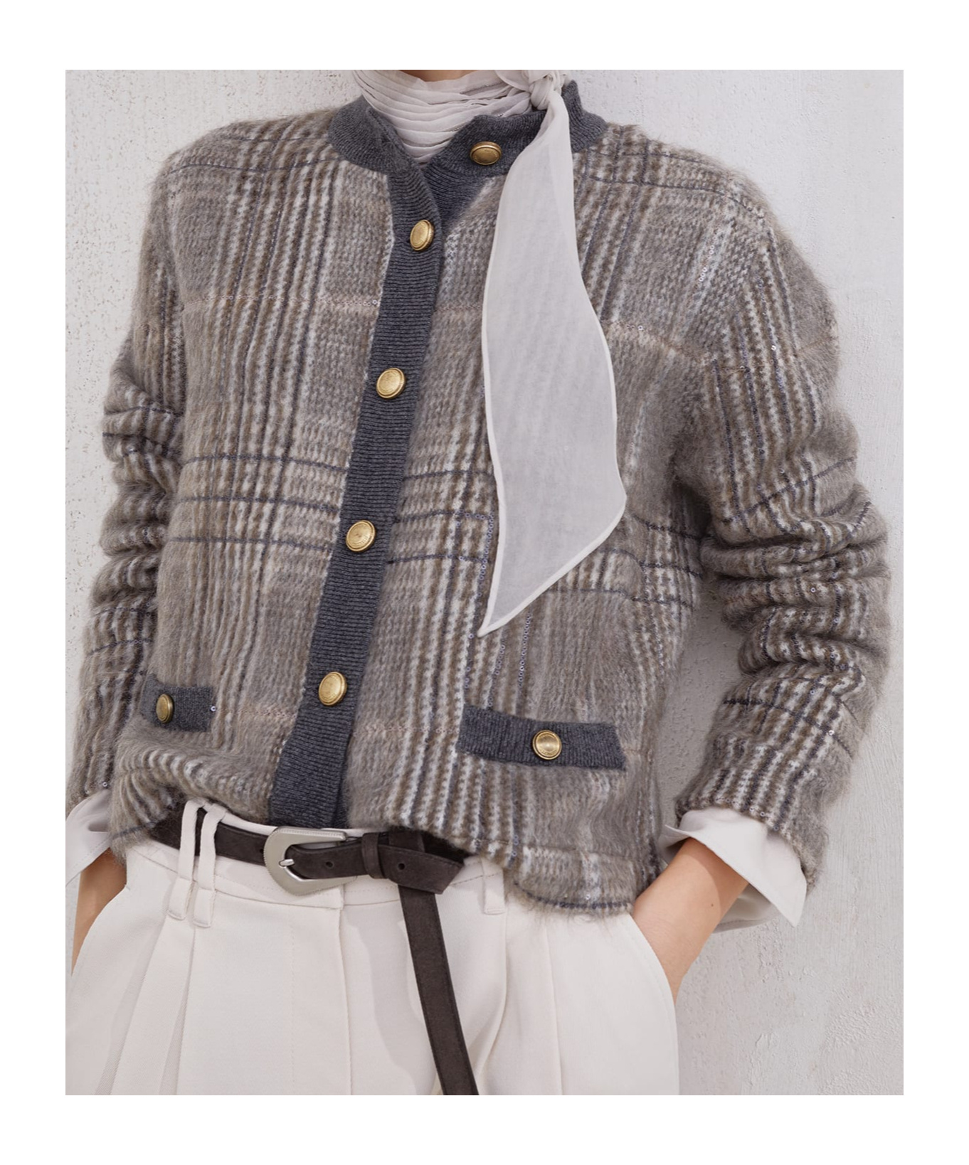 Brunello Cucinelli Jacquard Cardigan In Multi