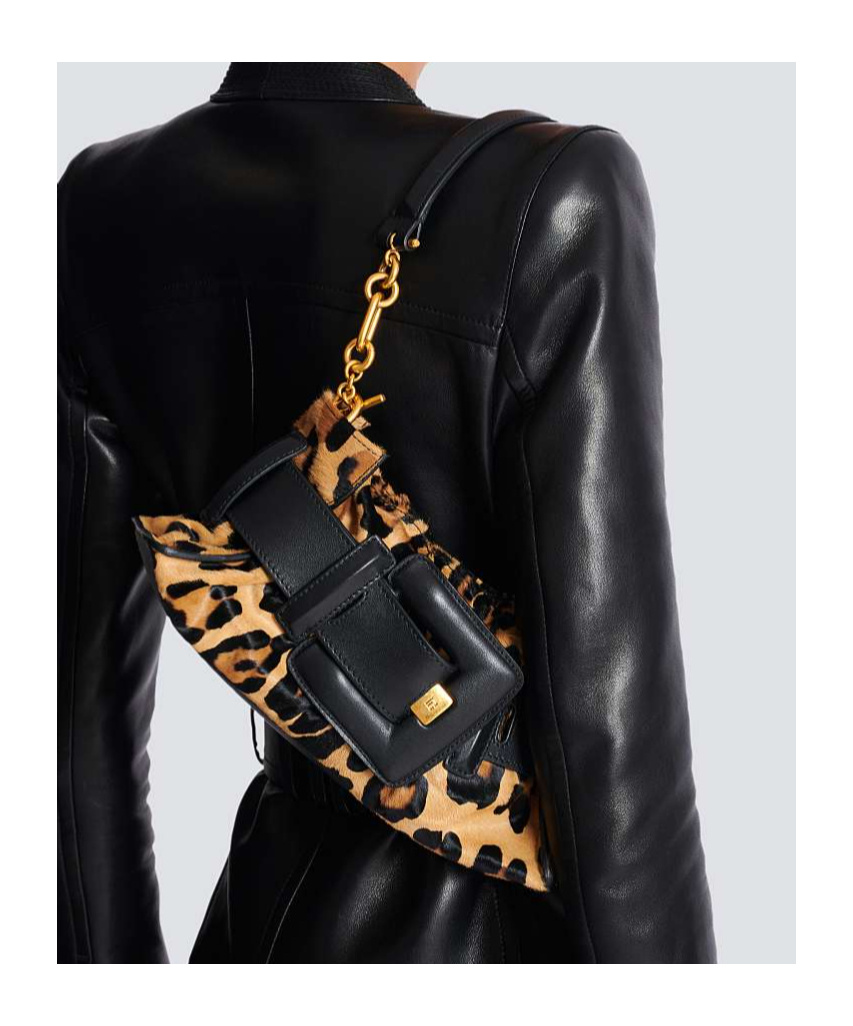 Balmain Anthem Mini Ponyskin-style Leopard Print Bag In Brown