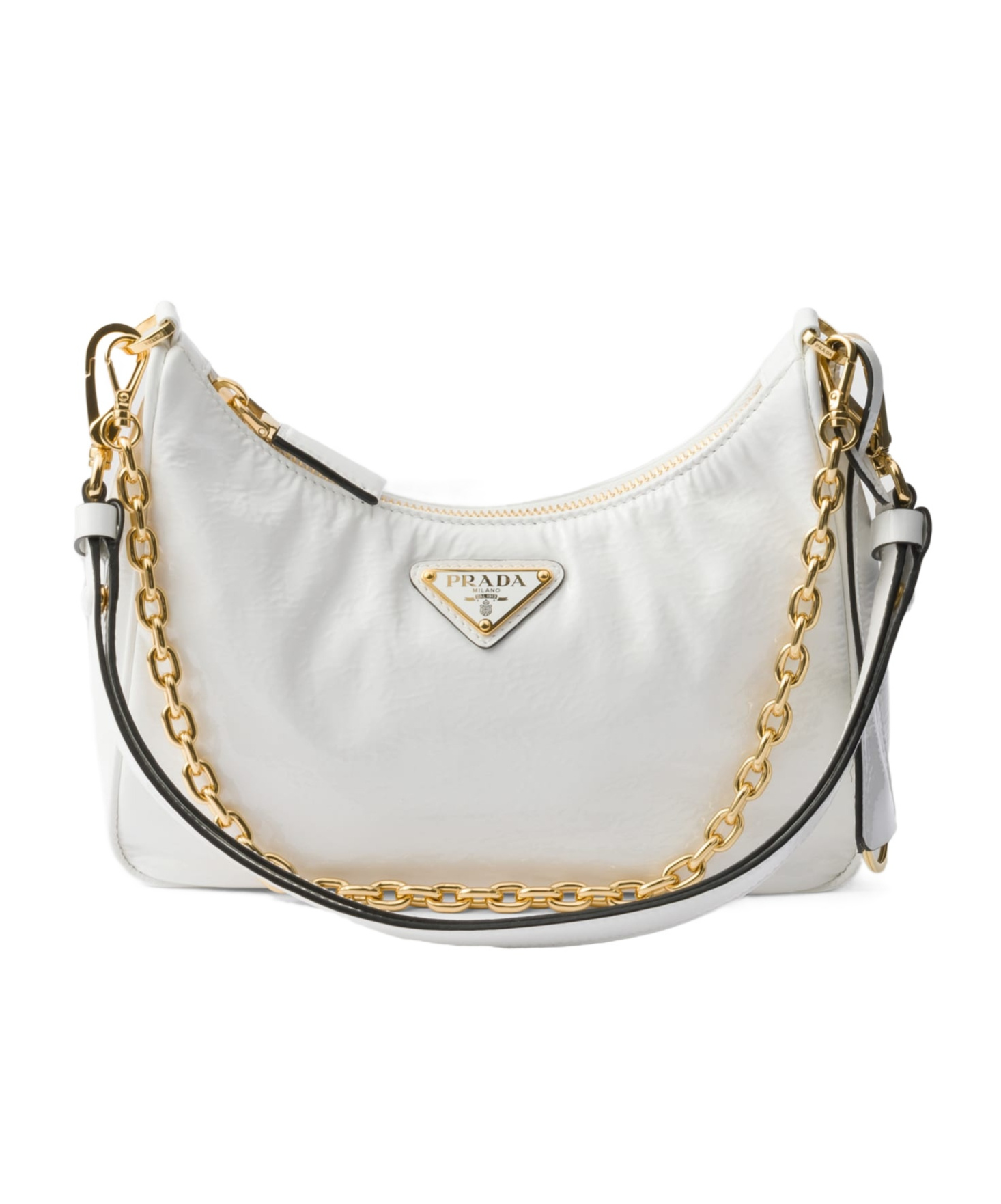 Prada Re-edition Naplak Patent Leather Mini-bag In White