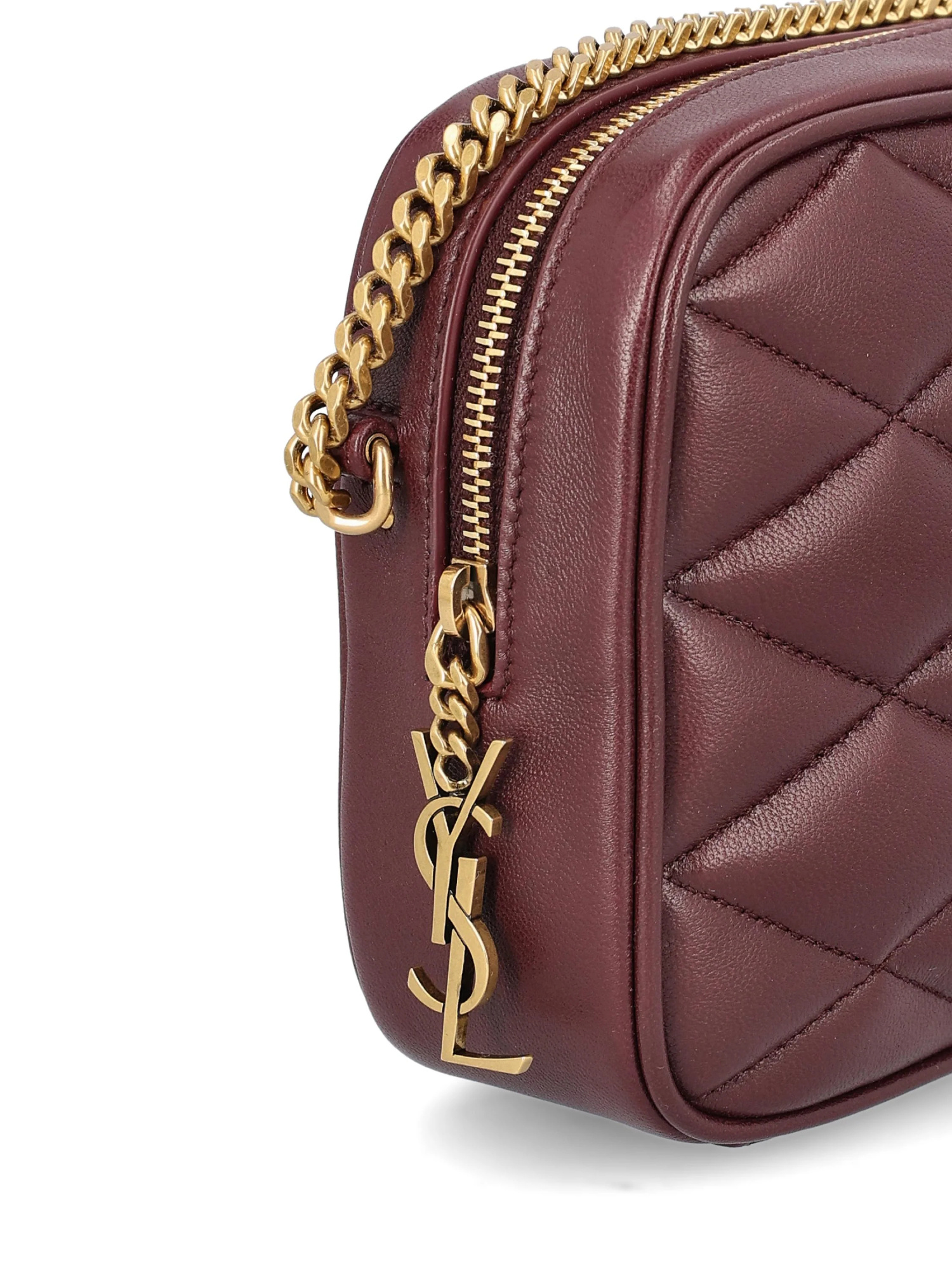 Saint Laurent Zipper Shoulder Bag In Red