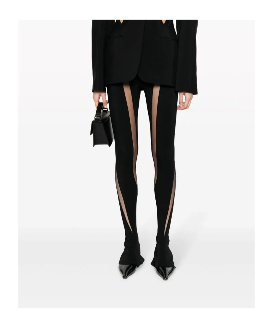 Shop Mugler Sheer-panelled Leggings In Black