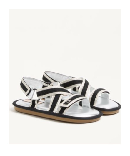 Valentino Lake Powell Crochet Embroidered Sandals In Black/silver