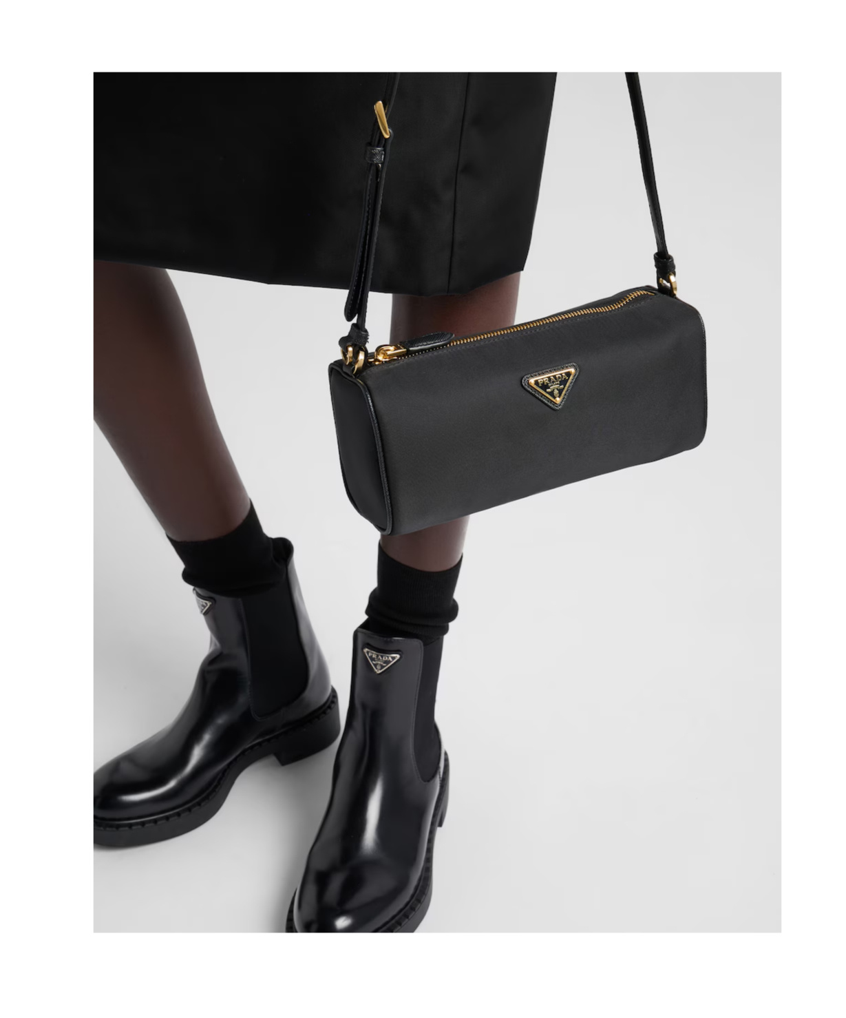 Prada Bowling Shouder Bag In Black