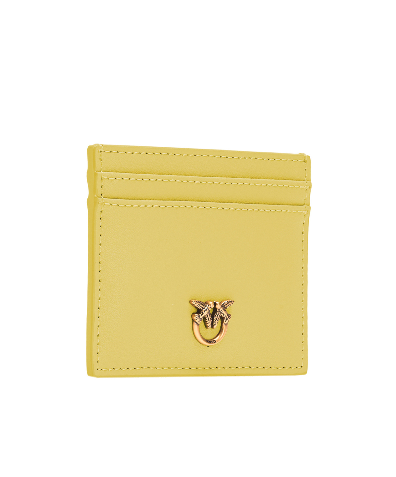Shop Pinko Leather Cardholder In Citron Yellow