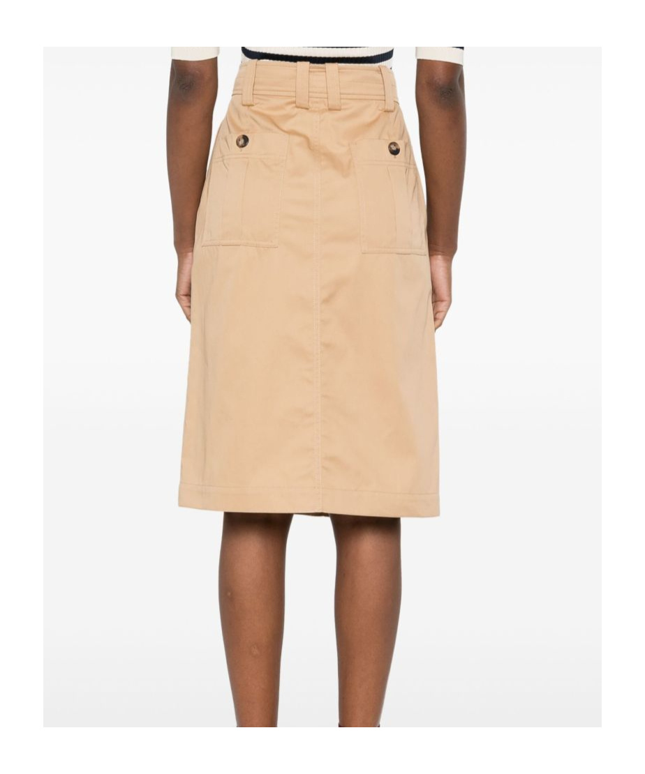 Apc Poplin Cotton Skirt Front Slit In Nude