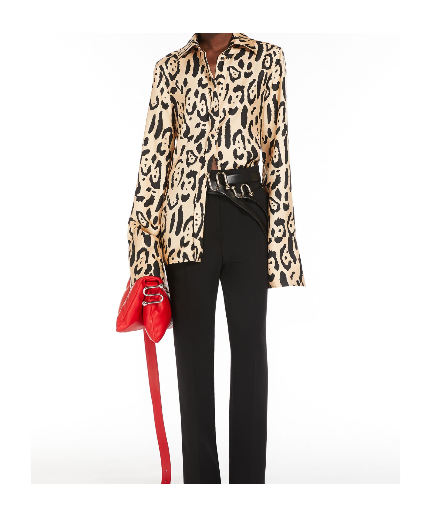 Sportmax Armony Animal Patterned Long-sleeved Shirt In Nude