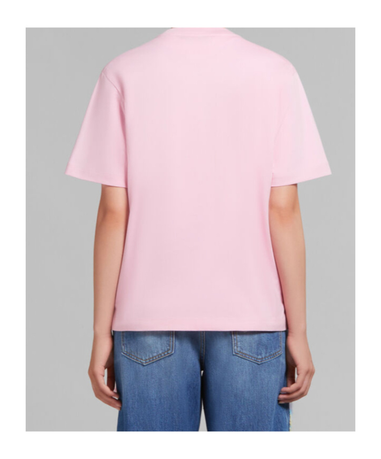 Marni Logo-embroidered Cotton T-shirt In Pink