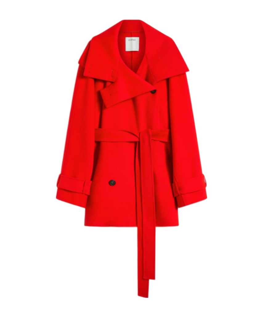 Sportmax Belted Double-breasted Trench Coat In Red