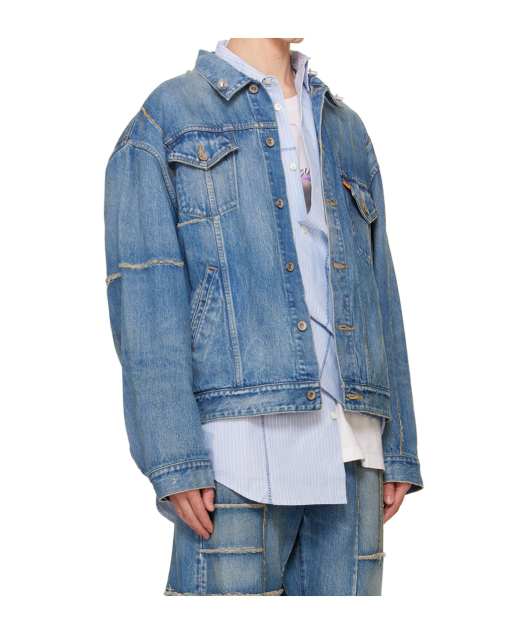 Doublet Blue Frankenstein Cutting Denim Jacket In Blue