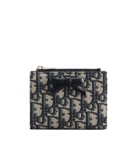 Dior Oblique Bow Dahlia Wallet In Black