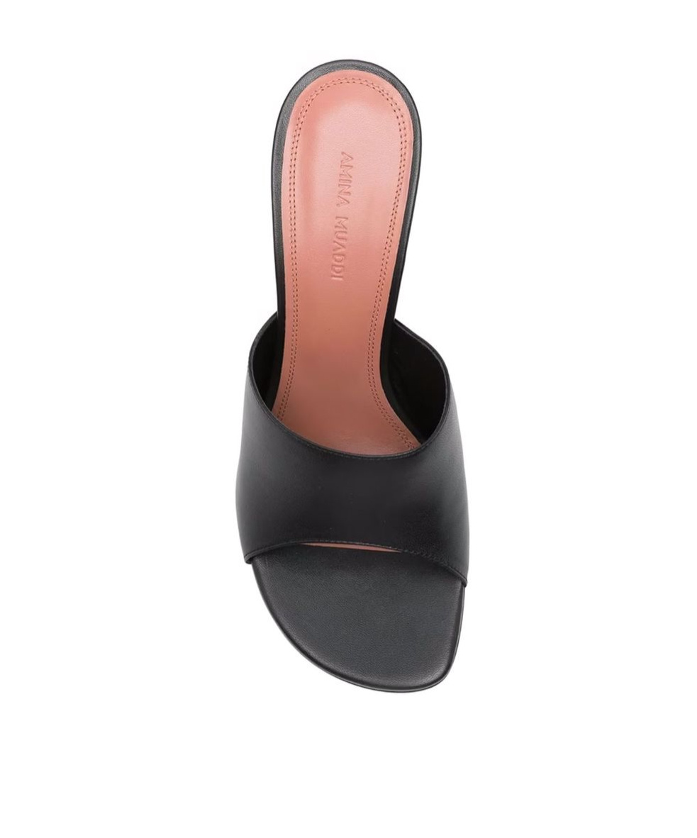 Amina Muaddi 90mm Lupita Sculpted Heel Sandals In Black