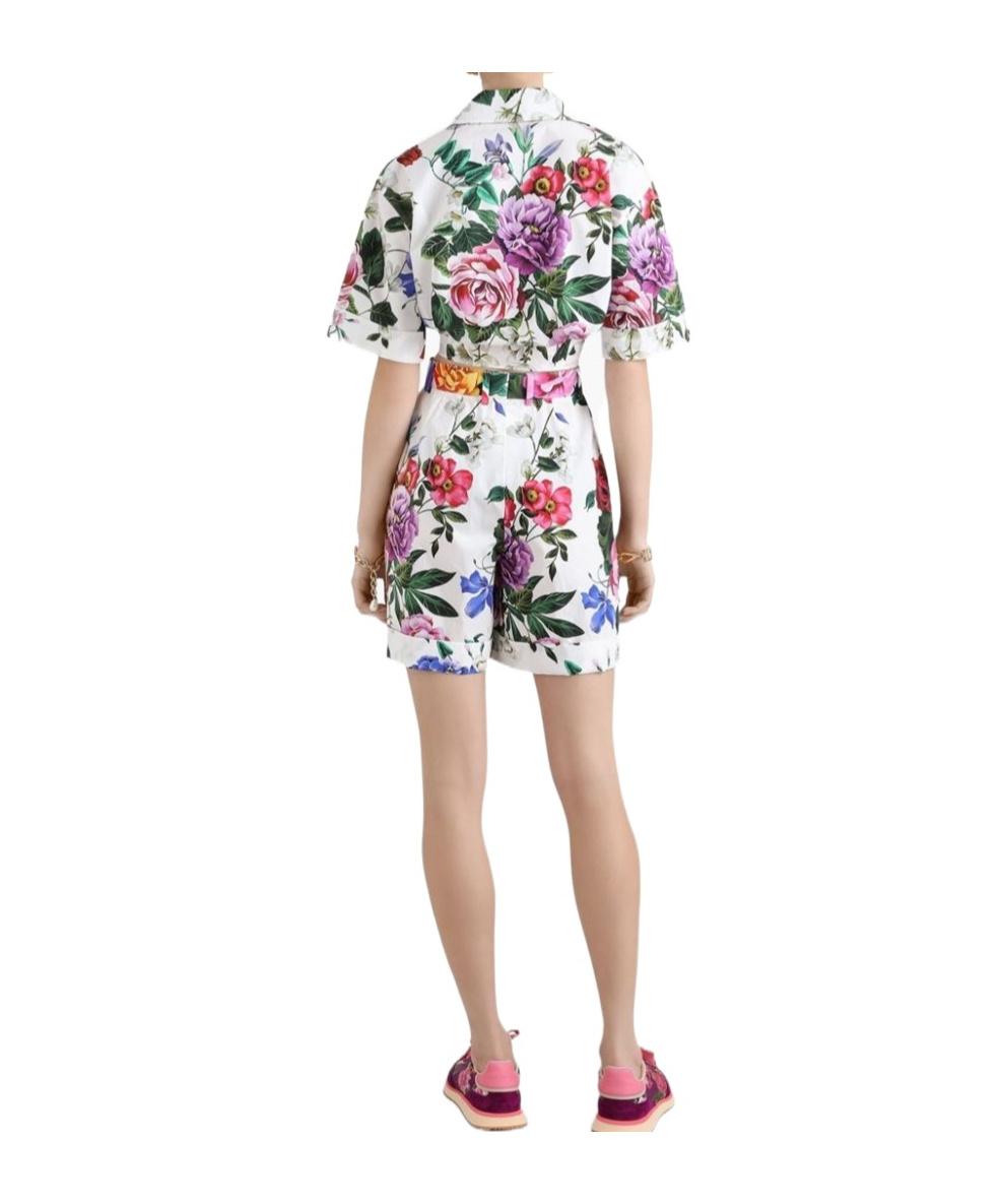 Dolce & Gabbana Multicolor Bermuda Shorts With All-over Floral Pattern Print In Cotton Woman In Multicolor