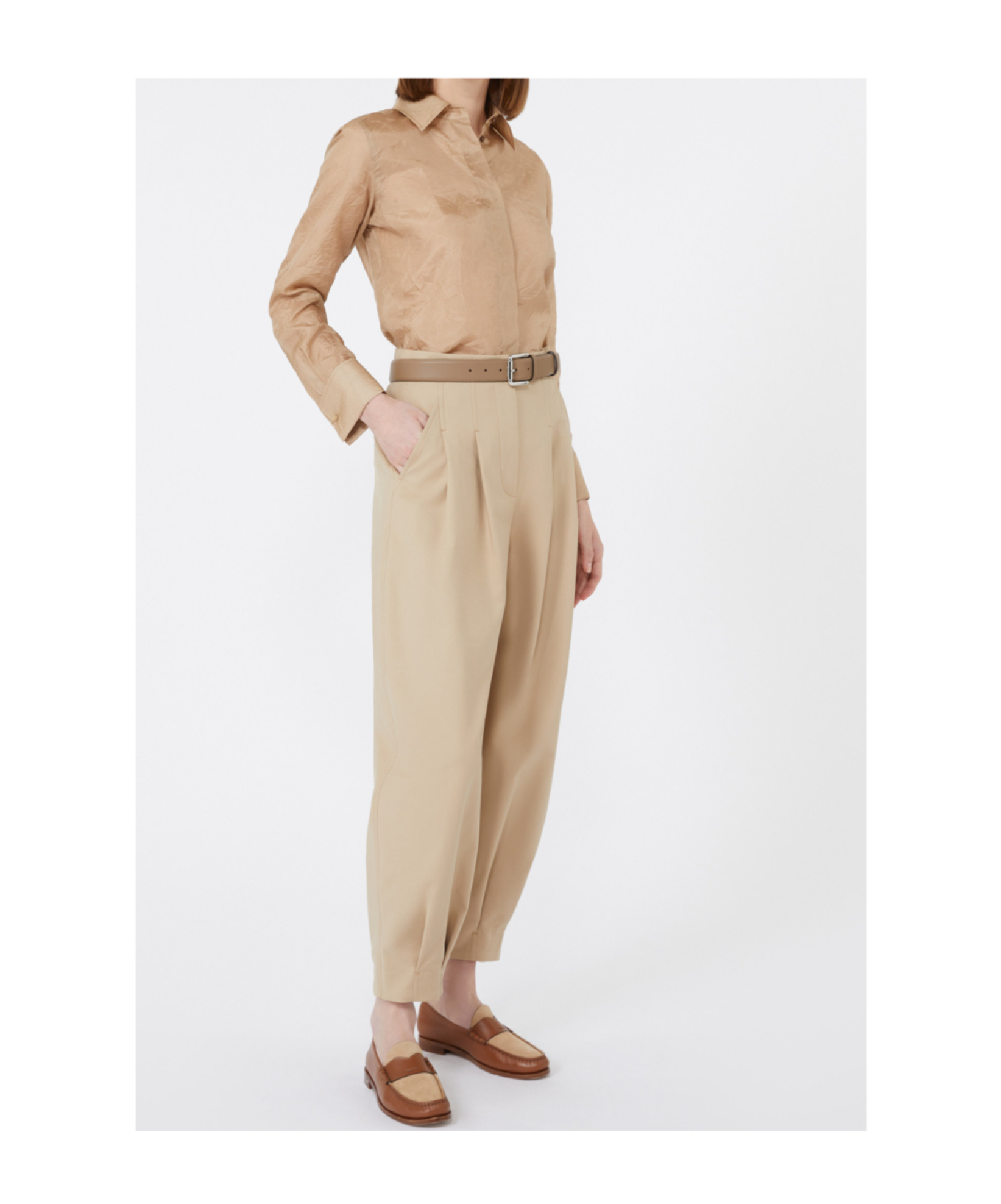 Max Mara Silk Canvas Shirt In Nude