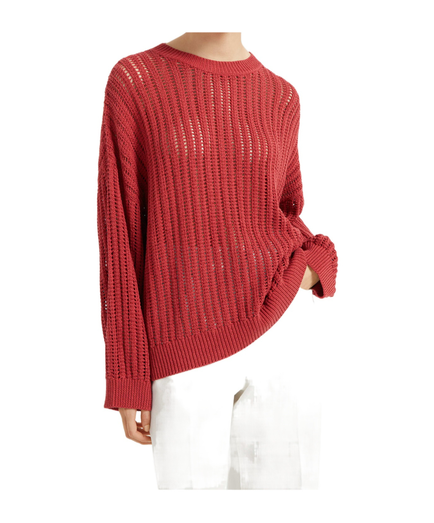 Brunello Cucinelli Open-knit Sweaterv In Red