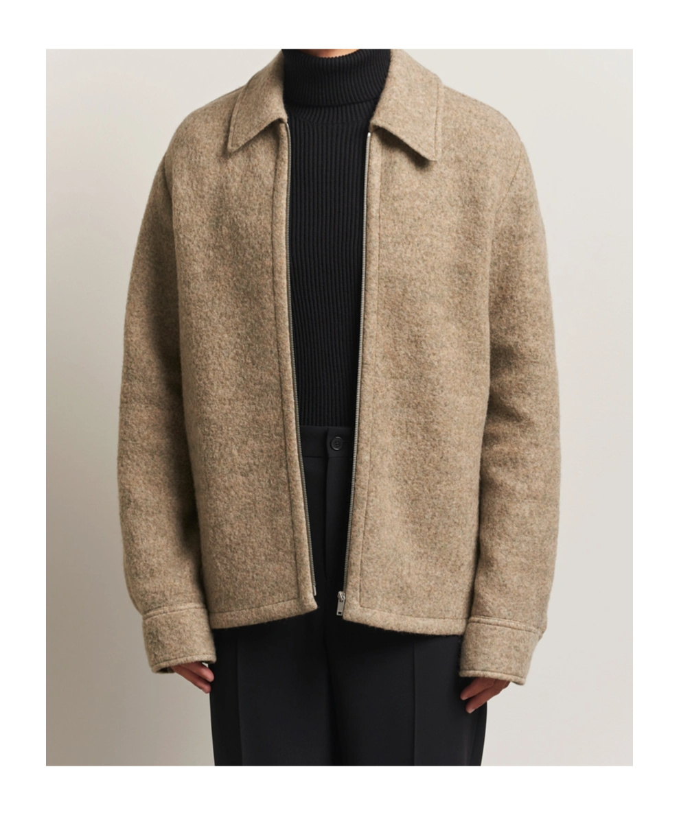 Jil Sander Zip-fastening Collared Wool Jacket In Burgundy