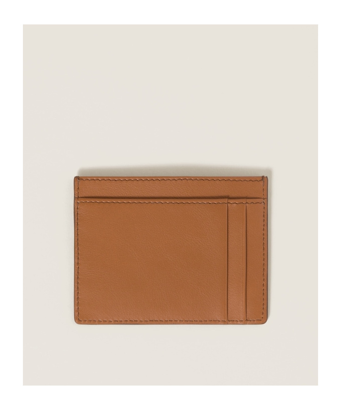 Shop Miu Miu Logo Card Holder In Brown