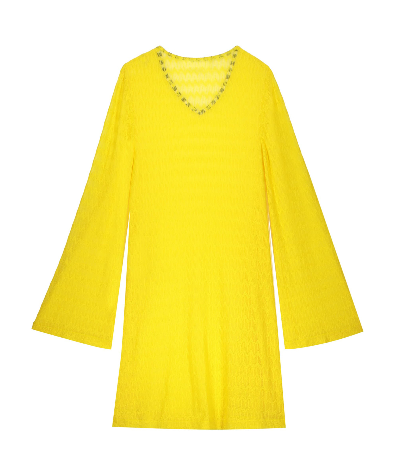 M Missoni Long-sleeved Mini Dress In Yellow