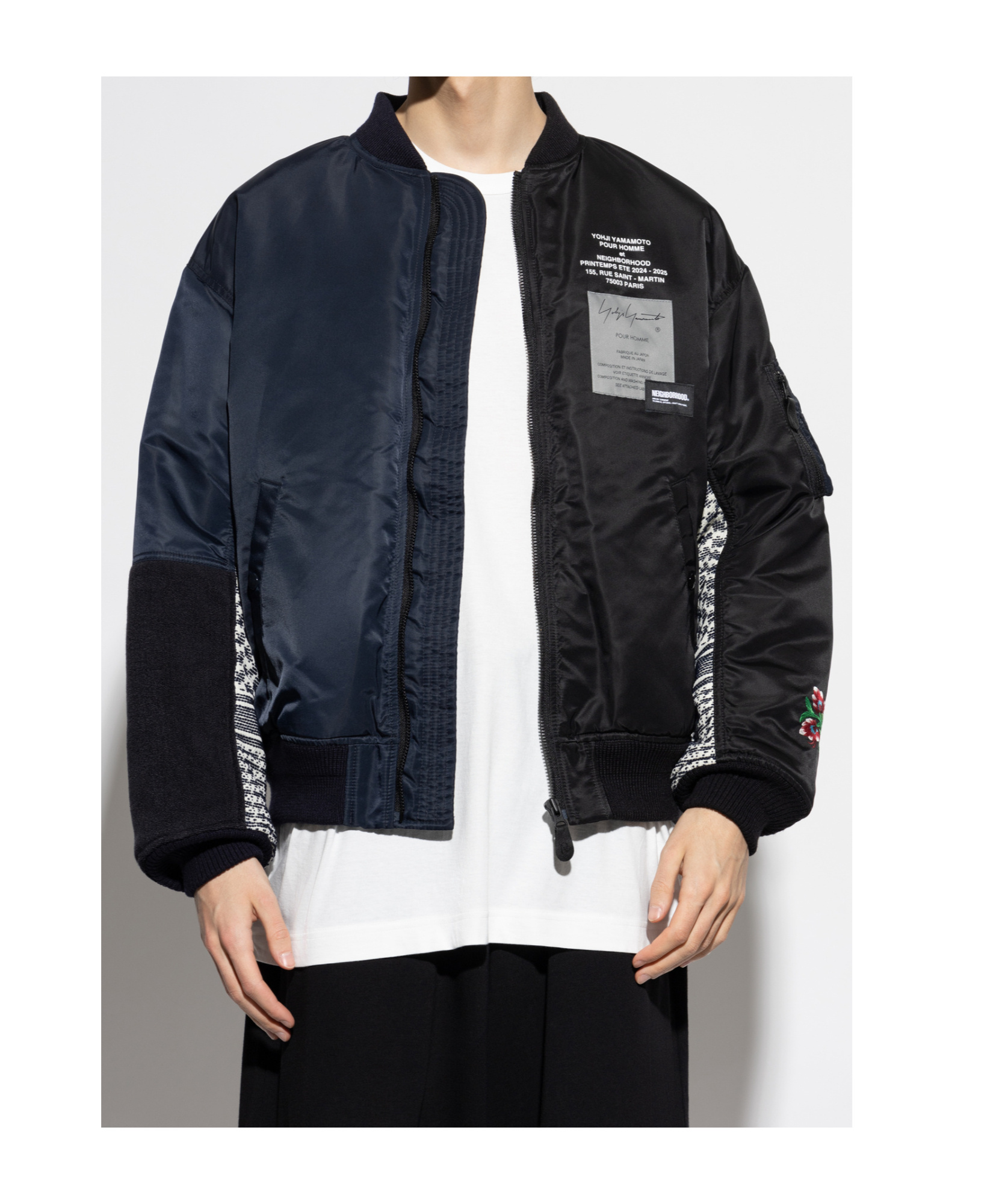 Yohji Yamamoto Black Neighborhood Edition Ma-1 Bomber Jacket In Black