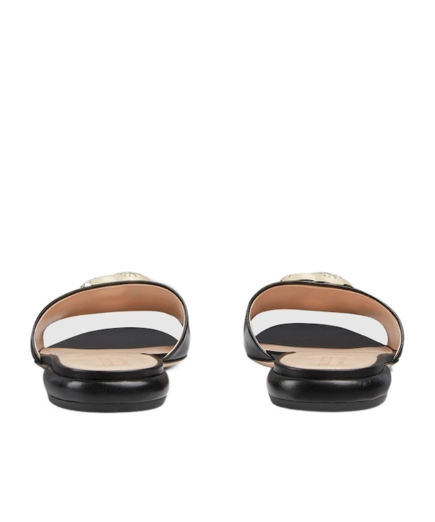 Gucci Double G Flat Slippers In Black