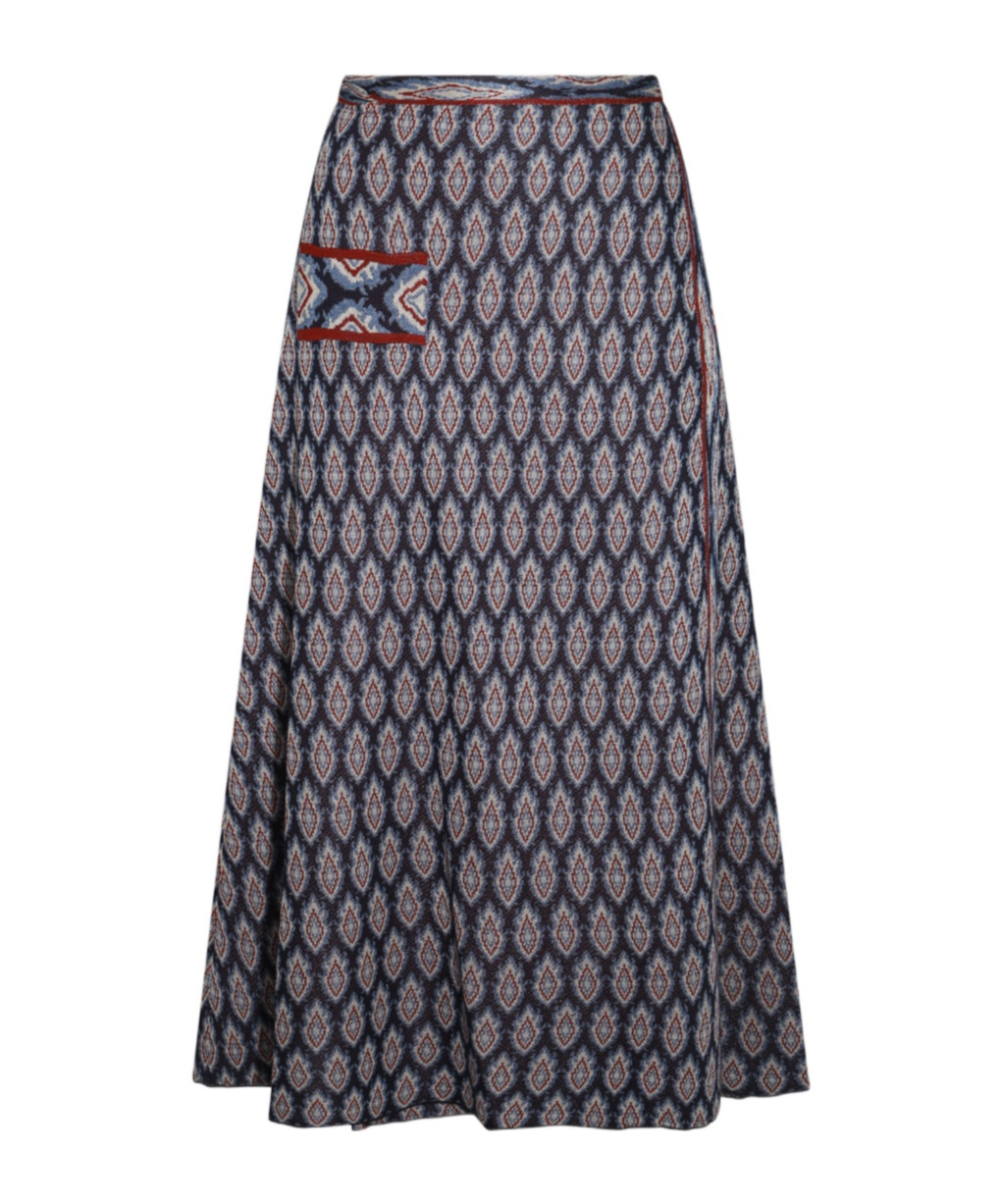 Etro Allover Patterned Midi Skirt In Gray