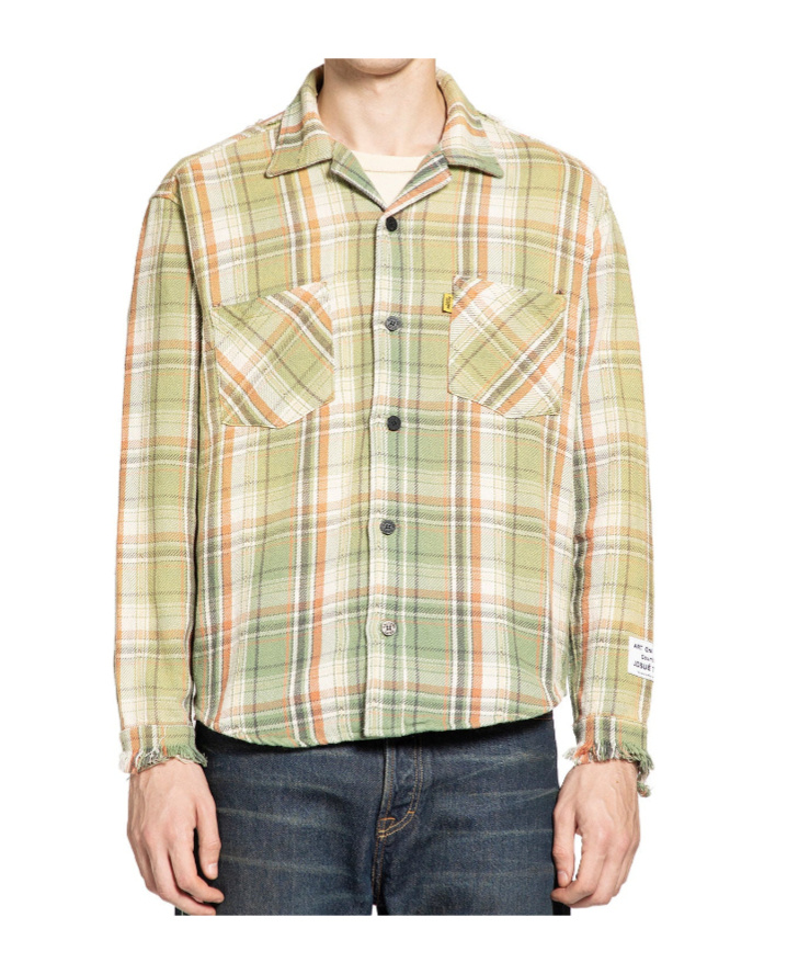 Gallery Dept. Mens Light Green Marley Plaid-print Cotton Flannel Shirt In Multi