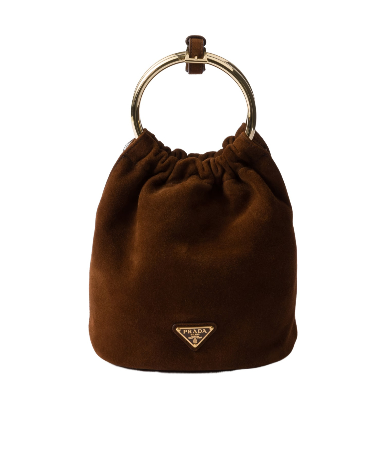 Prada Mini Panier Triangle-logo Bucket Bag In Brown