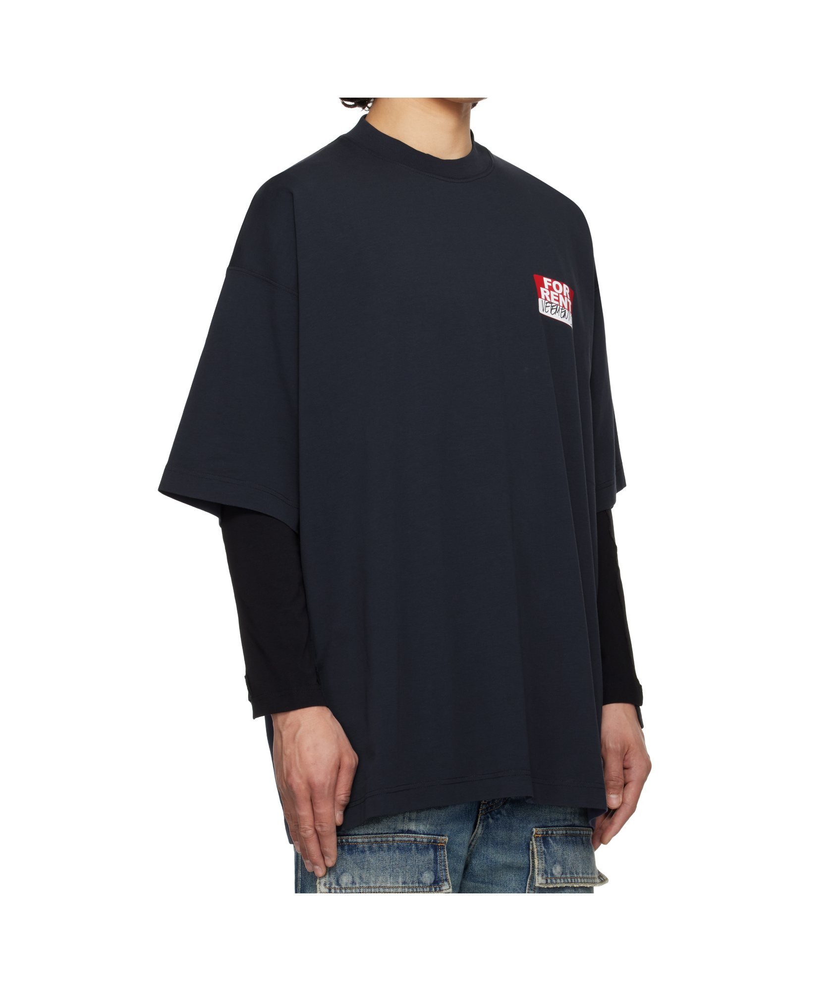 Vetements Navy 'for Rent' Oversized T-shirt In Navy Blue