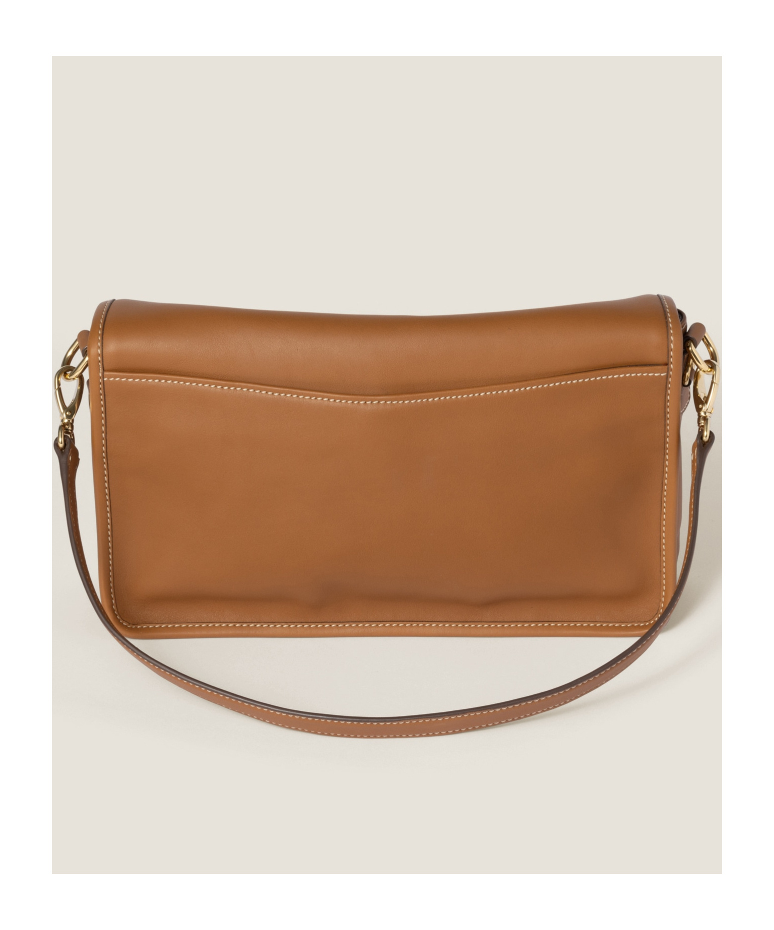 Miu Miu Leather Penny Shoulder Bag With Adjustable Strap In Brown