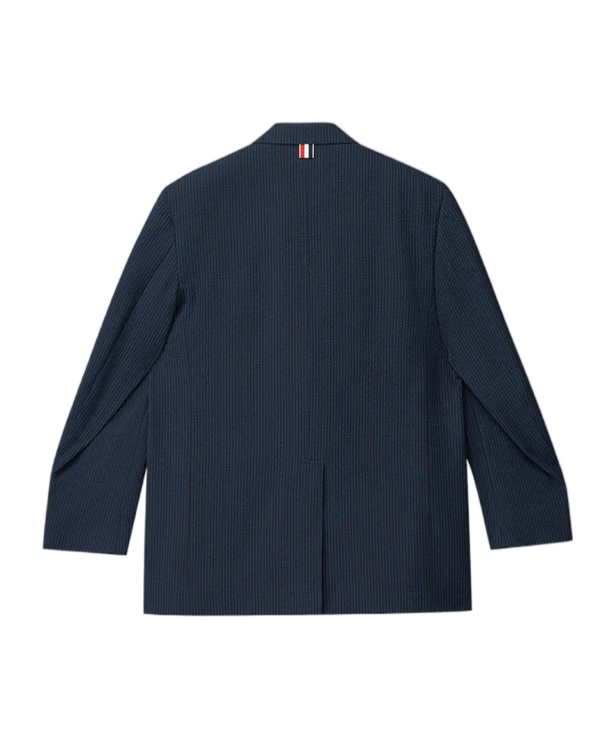 Shop Thom Browne Striped Seersucker Blazer In Black