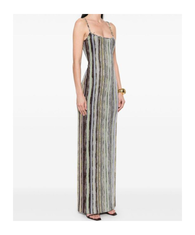 Shop Missoni Striped Lurex Dress In Gray