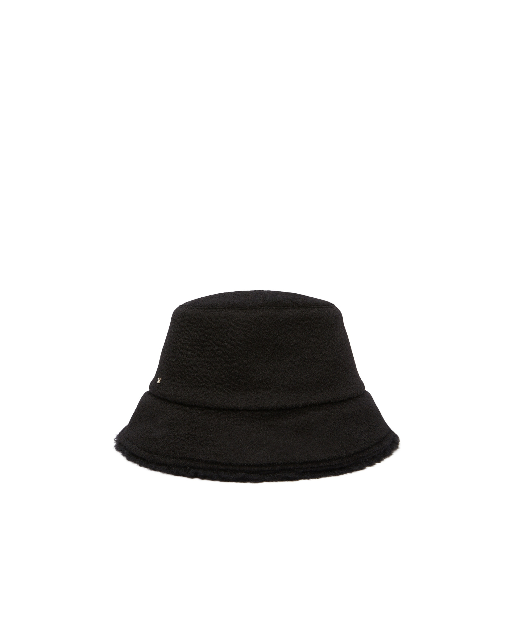 Max Mara Reversible Camel And Teddy Fabric Cloche Hat In Black