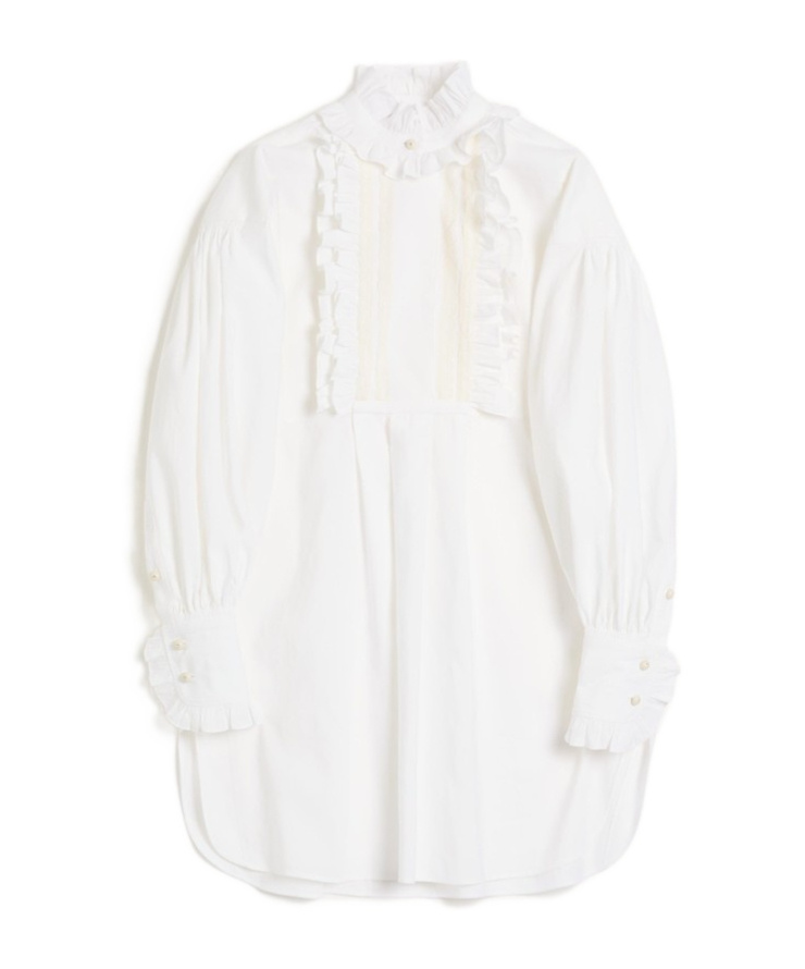 Valentino Cotton-linen-blend Ruffled Shirt Dress In White