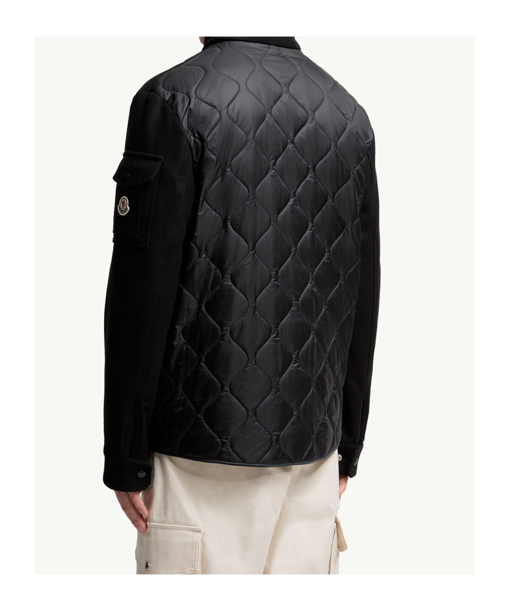 Moncler Avoine Panelled Wool And Shell Jacket In Black