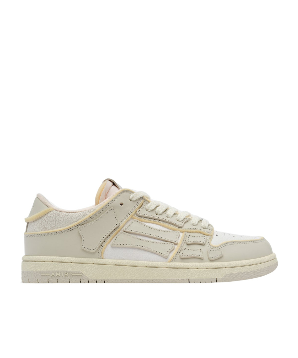 Amiri Skel Top Low White Sneakers With Skeleton Patch In Leather Man In Nude