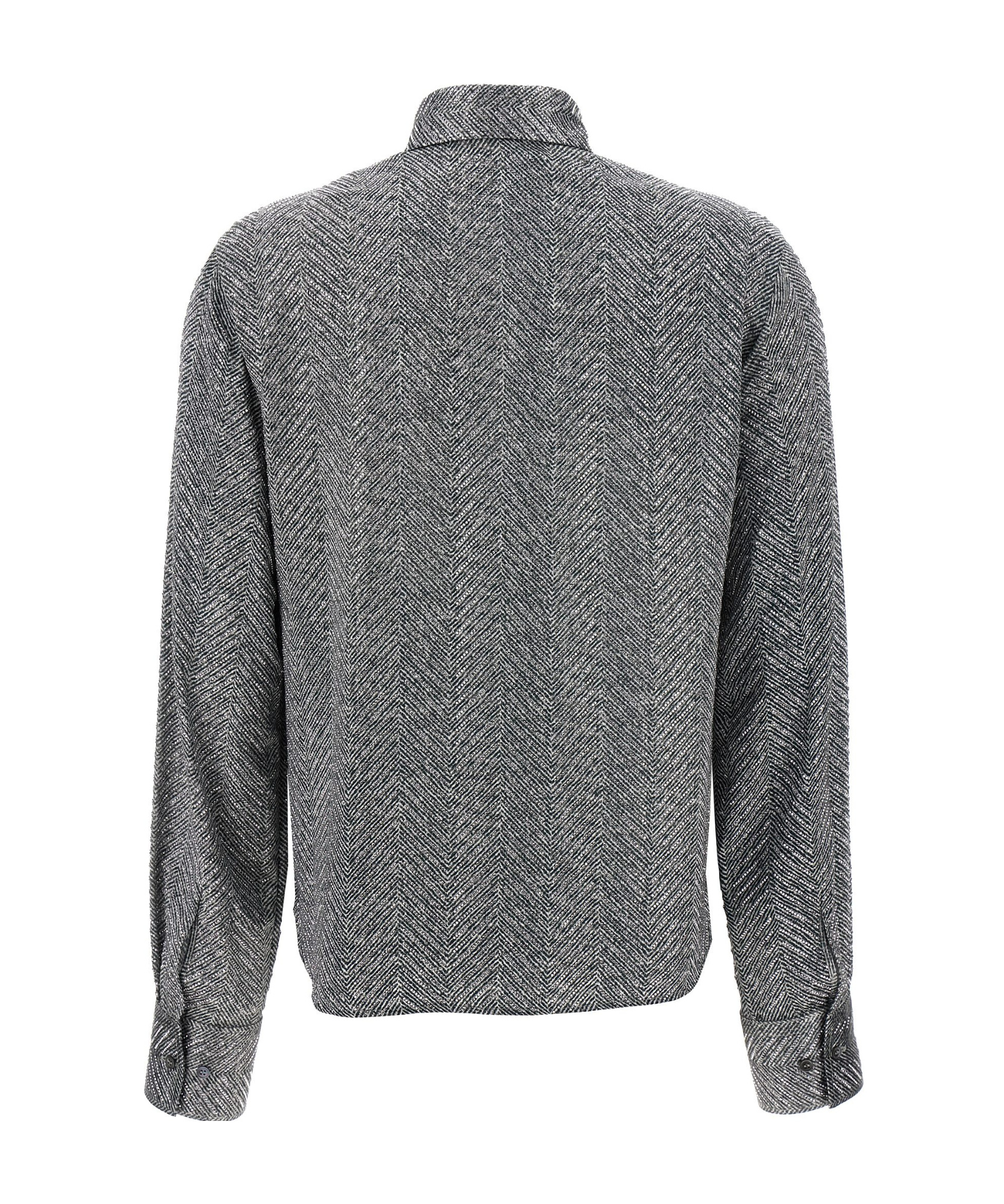 Ermanno Scervino Herringbone Shirt Adorned With Rhinestone Details In Gray