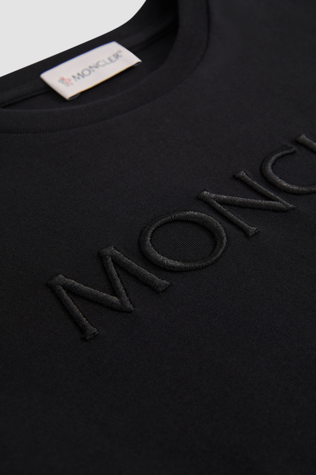 Moncler Embroidered Logo Cotton T-shirt In Black