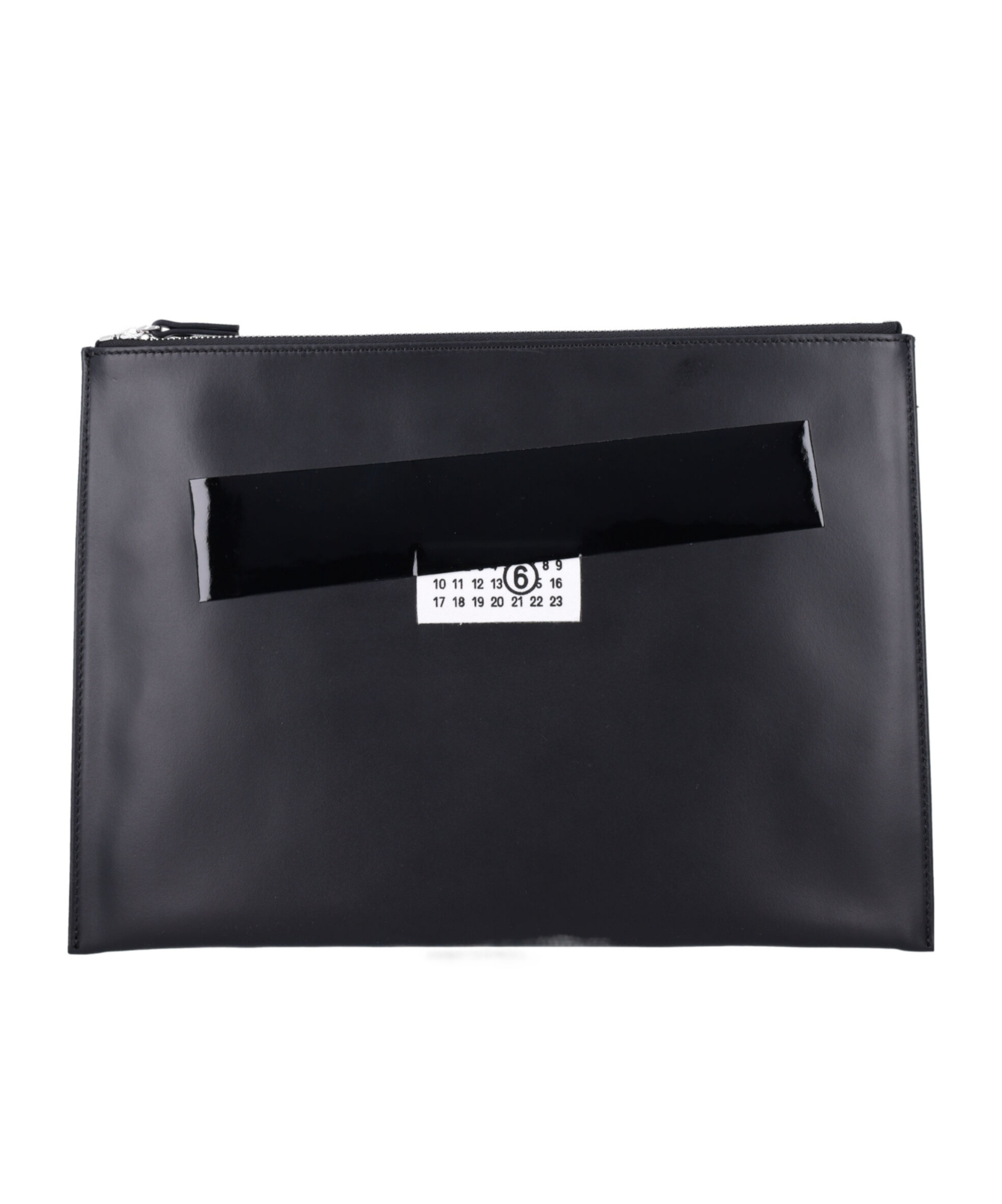 Mm6 Maison Margiela Logo Patch Medium Pouch Bag In Black