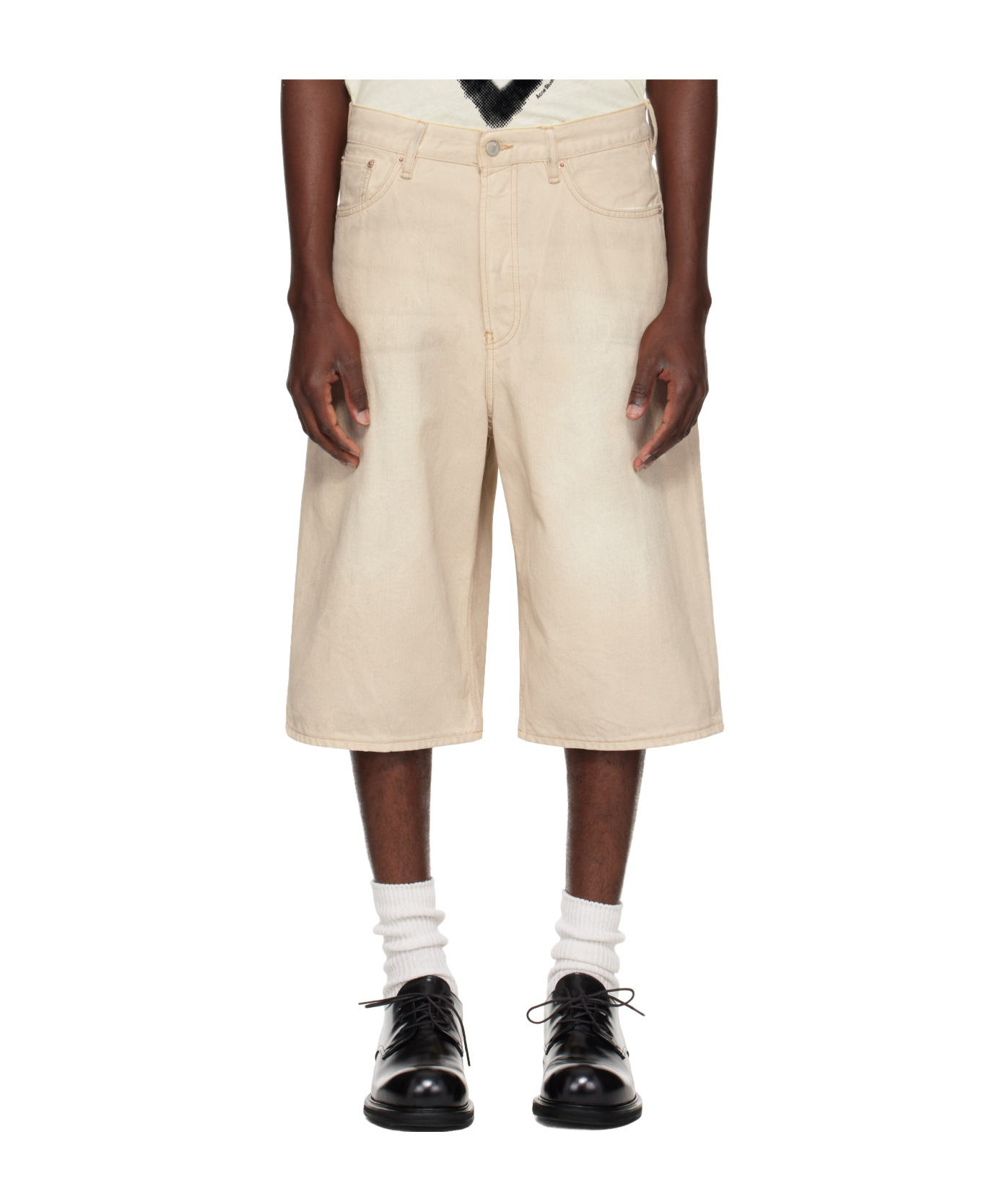 Acne Studios Belt Loop Denim Shorts In Neutral