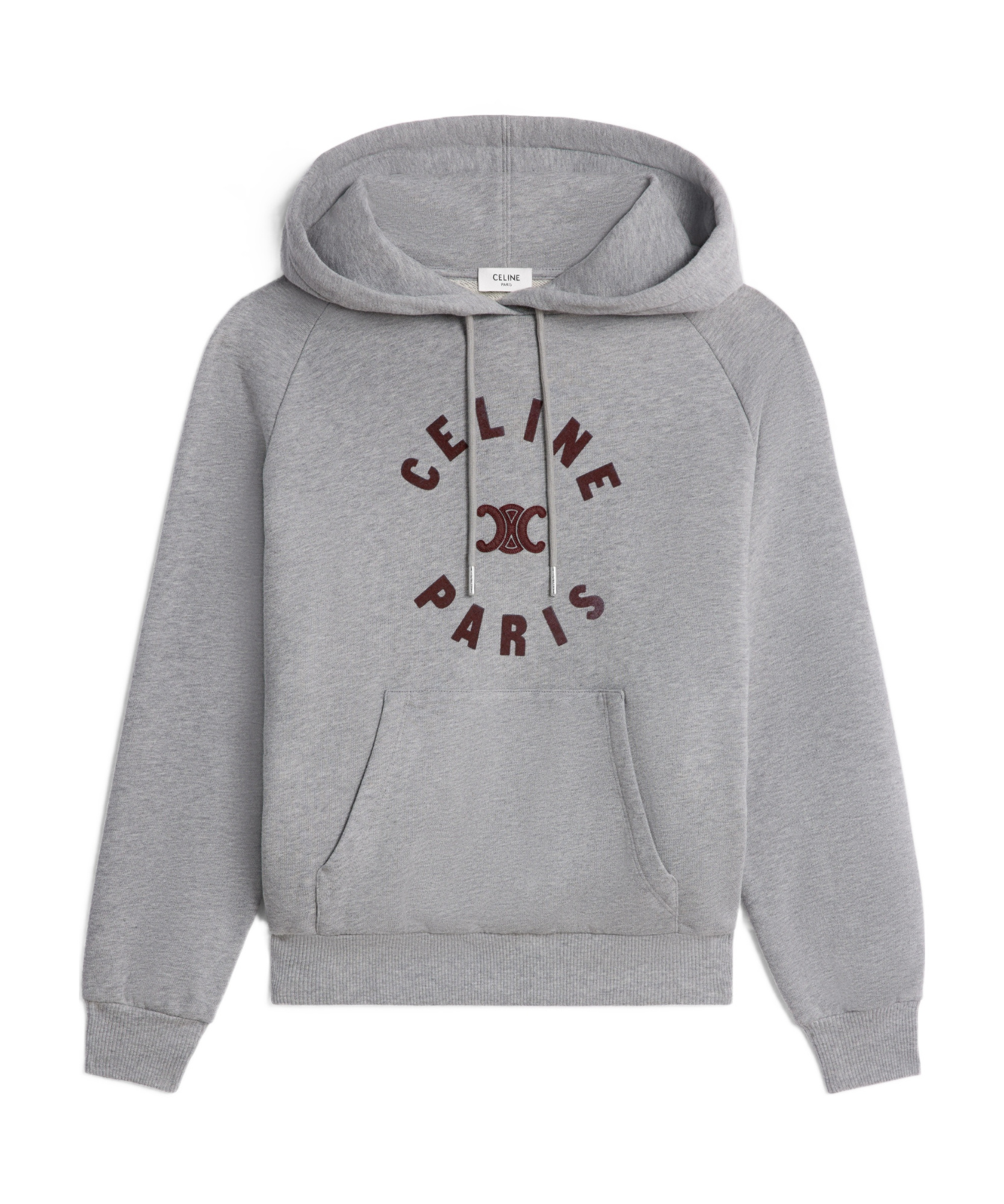 Celine Triomphe Cotton Fleece Hoodie In Gray