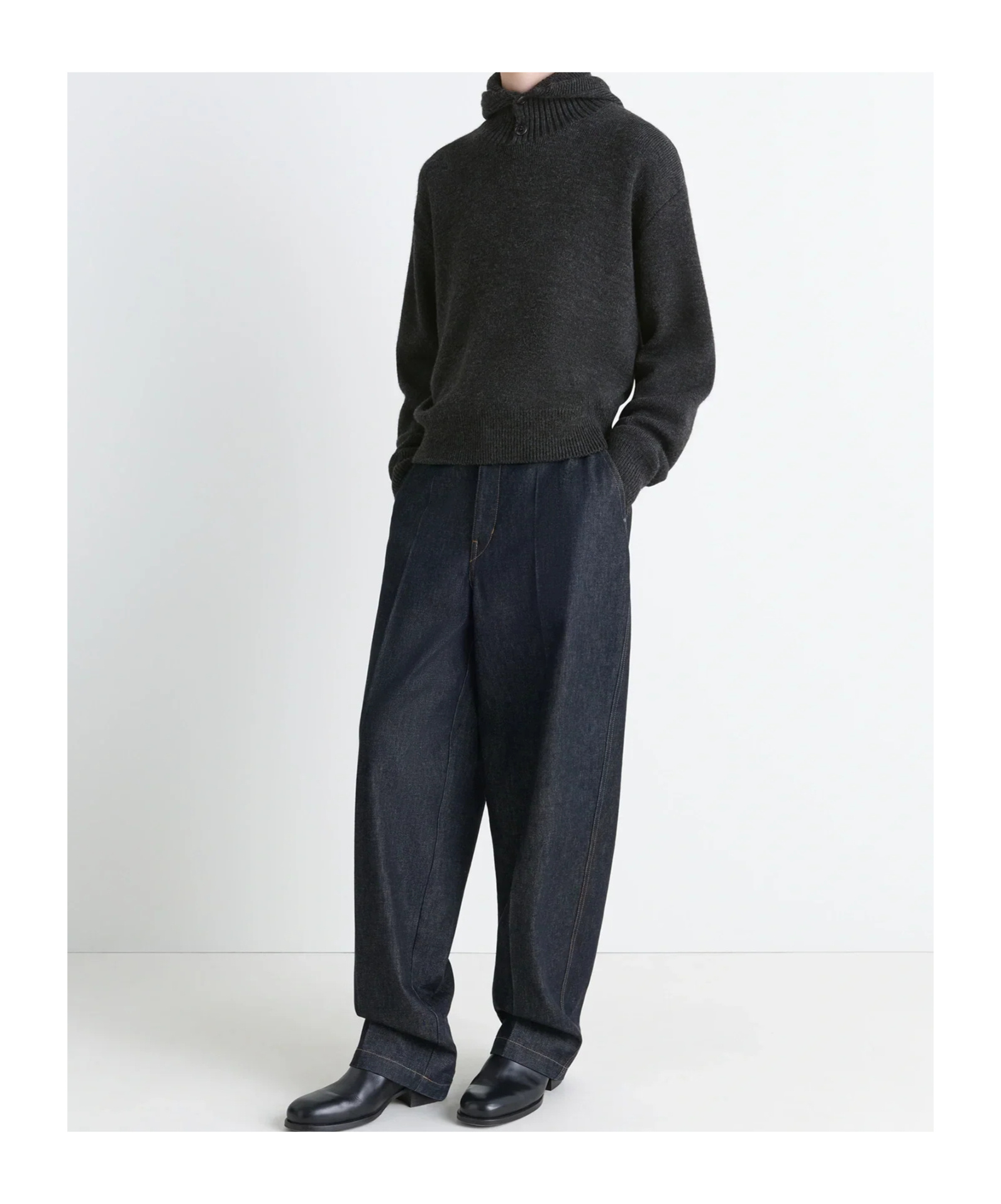 Lemaire Hooded Knit Sweater Featuring Button Detail In Brown