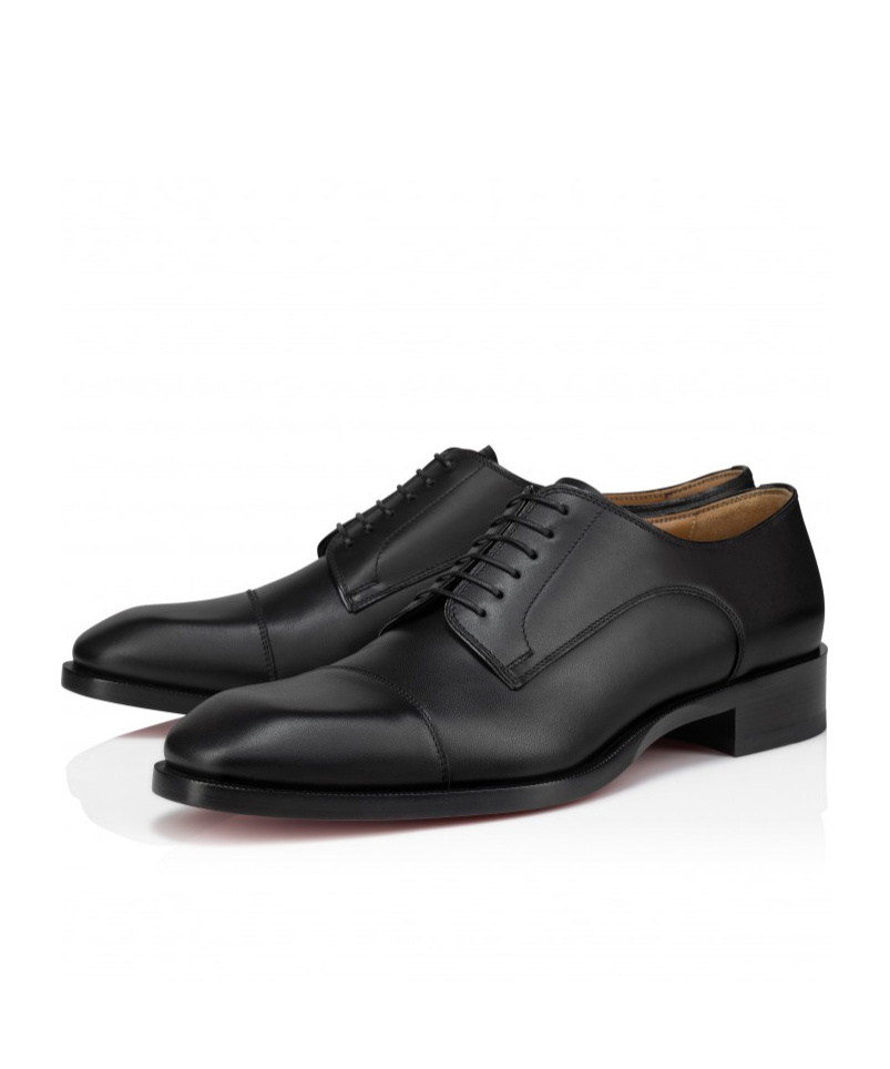 Christian Louboutin Cortomale Leather Derby Shoes In Black